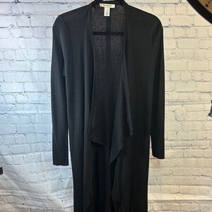White House Black Market Open Front Black Duster Sz Med